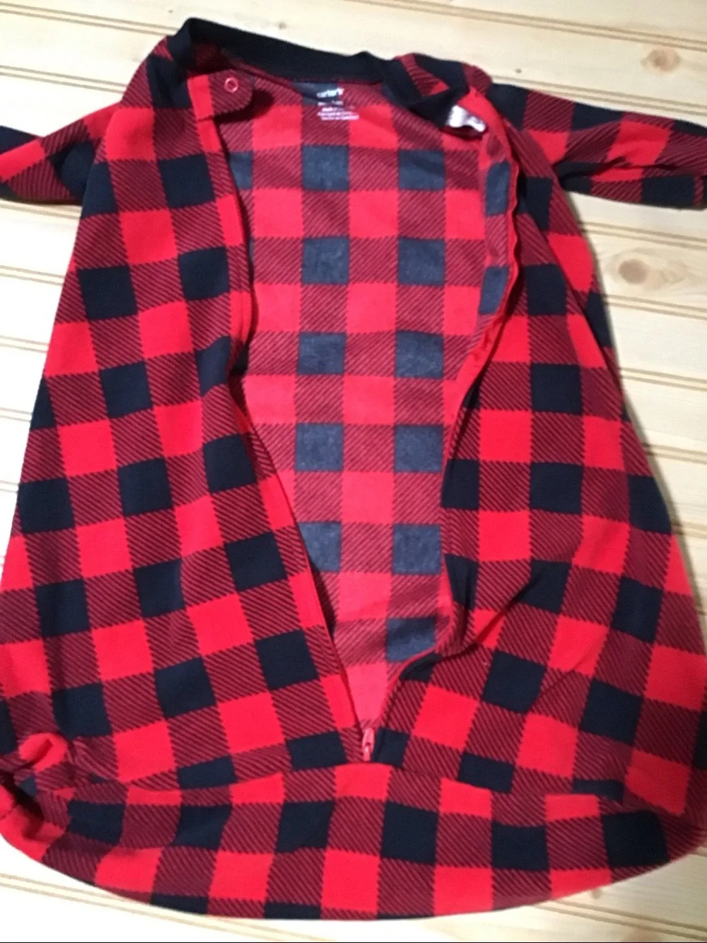 Carter's Red & Black Buffalo Plaid Fleece Sleep Blanket Bunting 3-6 Months